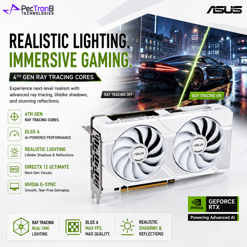 ASUS Dual GeForce RTX 5060 Ti 16GB GDDR7 White OC Edition Graphics Card | NVIDIA Blackwell | DLSS 4 | PCIe 5.0 | HDMI 2.1b | DisplayPort 2.1b
