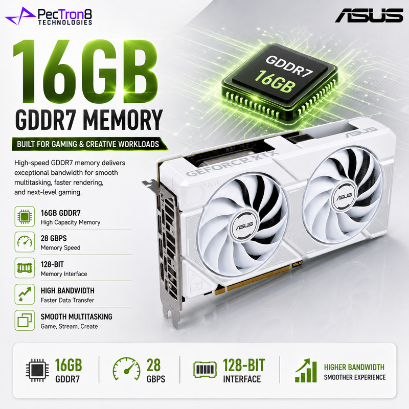 ASUS Dual GeForce RTX 5060 Ti 16GB GDDR7 White OC Edition Graphics Card | NVIDIA Blackwell | DLSS 4 | PCIe 5.0 | HDMI 2.1b | DisplayPort 2.1b