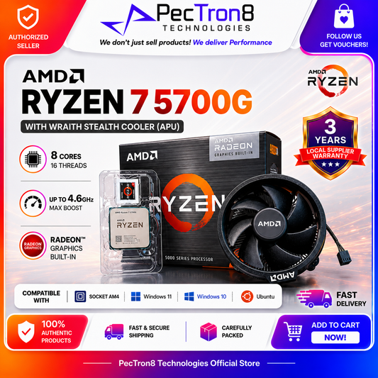 AMD Ryzen 7 5700G AM4 Desktop Processor with Radeon Graphics and Wraith Stealth Cooler