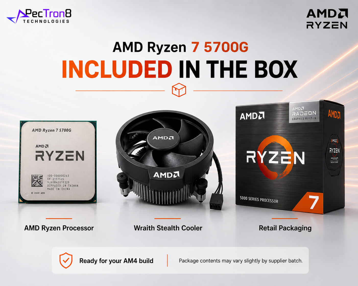 AMD Ryzen 7 5700G AM4 Desktop Processor with Radeon Graphics and Wraith Stealth Cooler