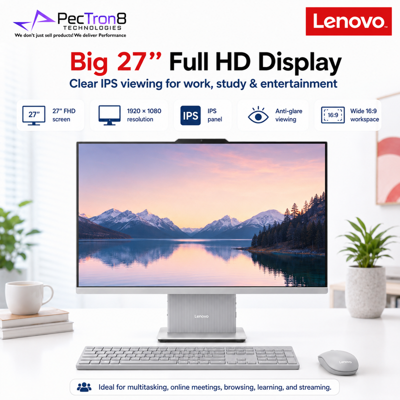 Lenovo IdeaCentre AIO 27IRH9 27” FHD IPS All-in-One PC i5-13420H 16GB DDR5 512GB SSD Win11 Wireless Keyboard Mouse
