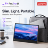 Lenovo laptop on a desk with a backpack and coffee cup, featuring PecTron8 Technologies branding.
