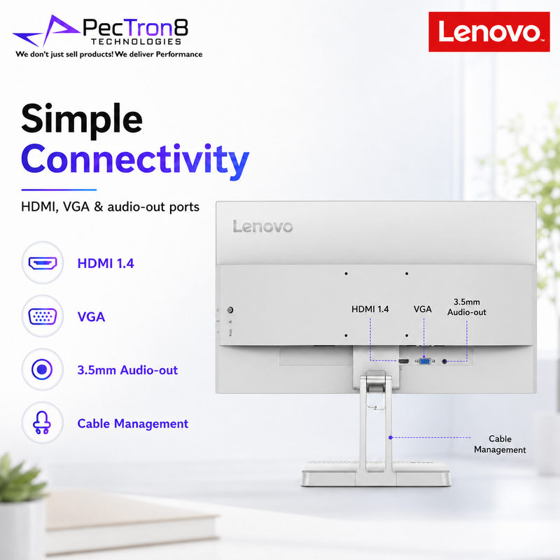 Lenovo L24-4C 23.8 Inch FHD Monitor HDMI VGA Audio Out Tilt Stand