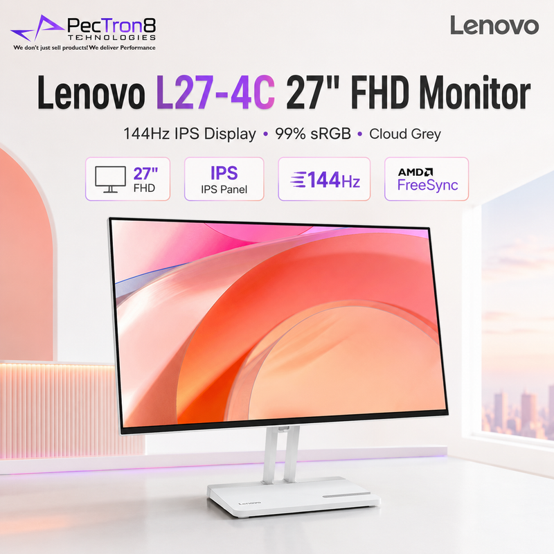 Lenovo L27-4C FHD 27 Inch Monitor for PC Laptop Office Study Home Use with HDMI VGA