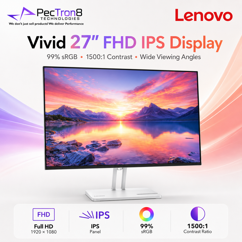 Lenovo L27-4C FHD 27 Inch Monitor for PC Laptop Office Study Home Use with HDMI VGA