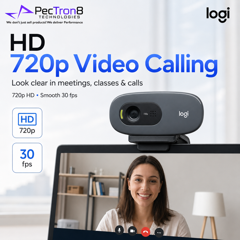 Logitech C270 USB Webcam Dark Grey with Auto Light Correction
