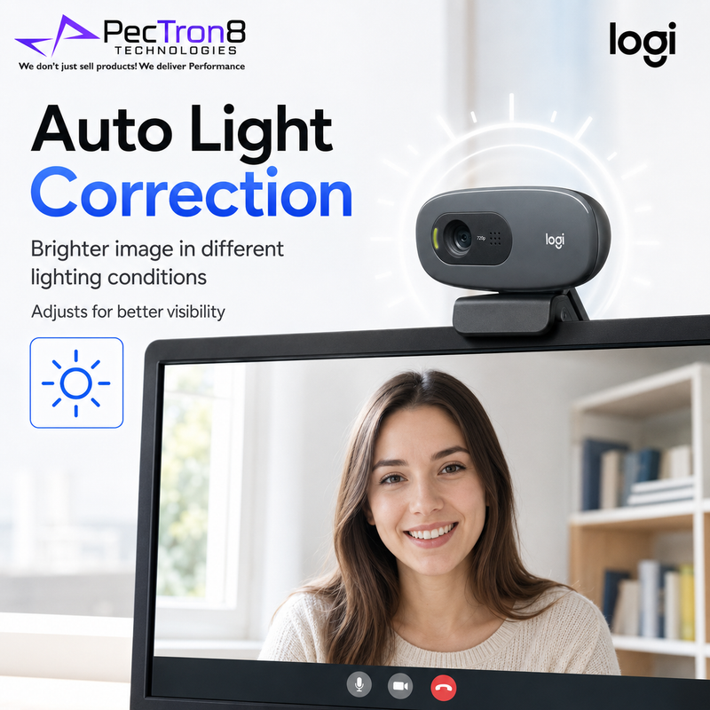 Logitech C270 USB Webcam Dark Grey with Auto Light Correction