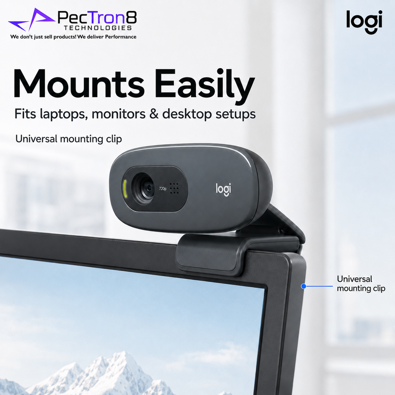 Logitech C270 USB Webcam Dark Grey with Auto Light Correction