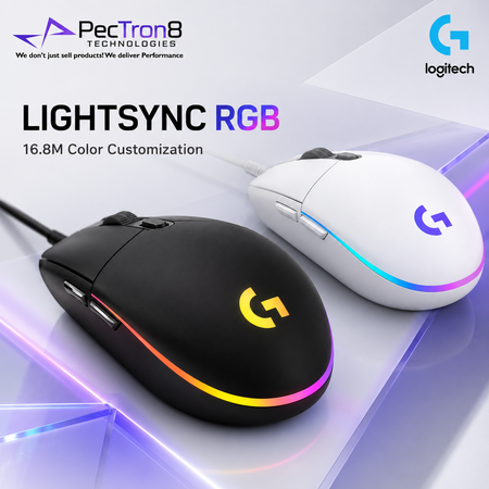 Logitech G203 LIGHTSYNC Wired Gaming Mouse – Black / White Editions