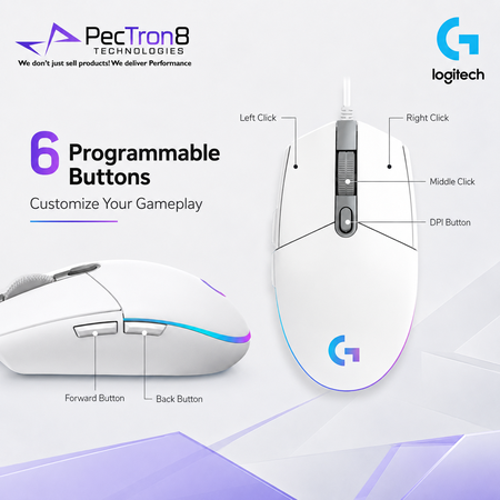 Logitech G203 LIGHTSYNC Wired Gaming Mouse – Black / White Editions