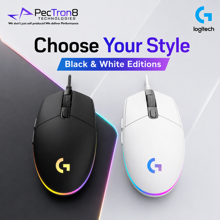Logitech G203 LIGHTSYNC Wired Gaming Mouse – Black / White Editions