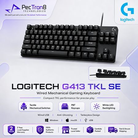 Logitech G413 TKL SE Tenkeyless Mechanical Gaming Keyboard - Black