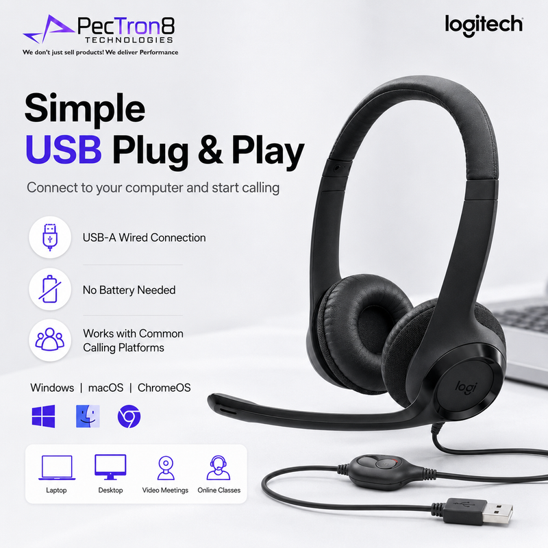 Logitech H390 USB Computer Headset Black / Rose / Off White