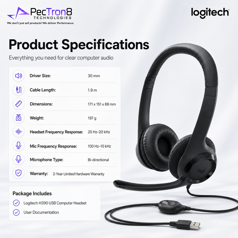 Logitech H390 USB Computer Headset Black / Rose / Off White