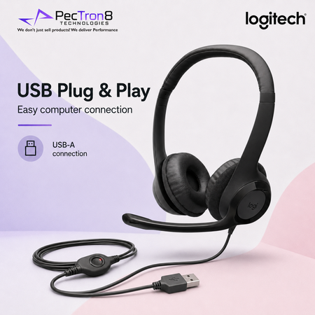 Logitech H390 USB Computer Headset Black / Rose / Off White