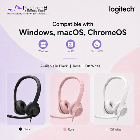 Logitech H390 USB Computer Headset Black / Rose / Off White