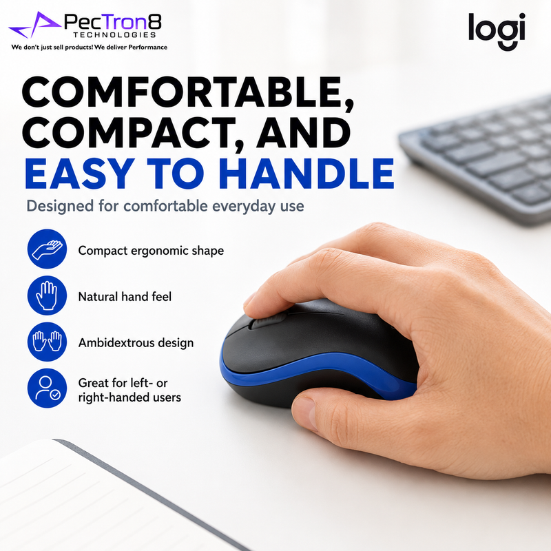 Logitech M185 Wireless Mouse 2.4GHz USB Receiver 1000 DPI 12-Month Battery