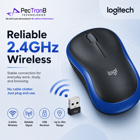 Logitech M185 Wireless Mouse 2.4GHz USB Receiver 1000 DPI 12-Month Battery