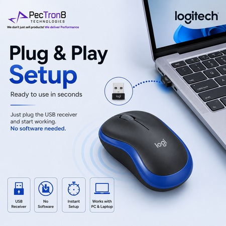 Logitech M185 Wireless Mouse 2.4GHz USB Receiver 1000 DPI 12-Month Battery