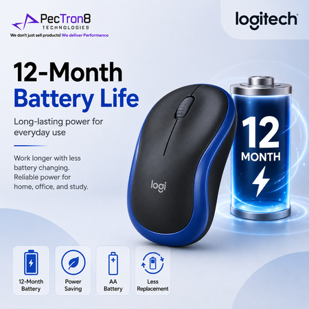 Logitech M185 Wireless Mouse 2.4GHz USB Receiver 1000 DPI 12-Month Battery