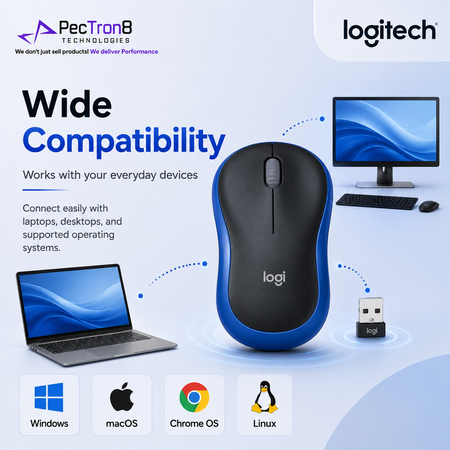 Logitech M185 Wireless Mouse 2.4GHz USB Receiver 1000 DPI 12-Month Battery