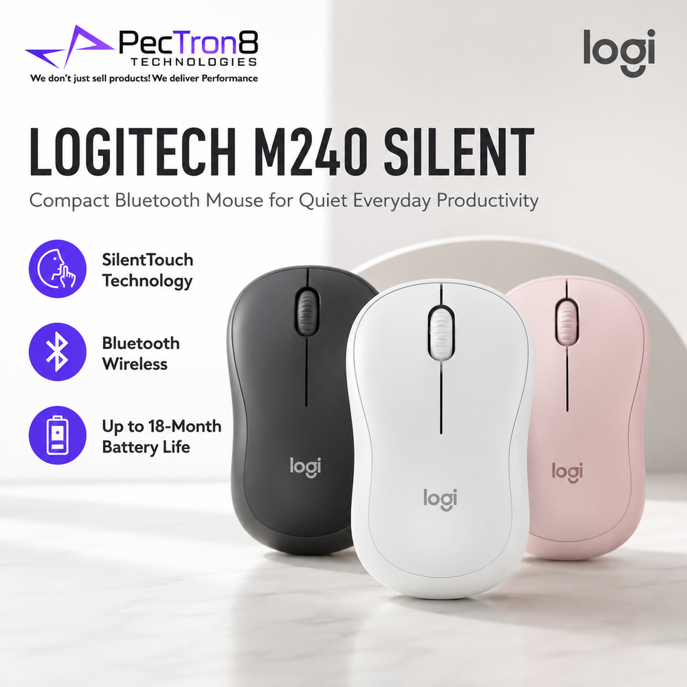 Logitech M240 Silent Wireless Mouse, Off White / Graphite / Rose, Compact Bluetooth Mouse