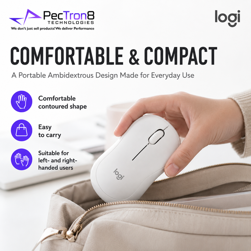 Logitech M240 Silent Wireless Mouse, Off White / Graphite / Rose, Compact Bluetooth Mouse