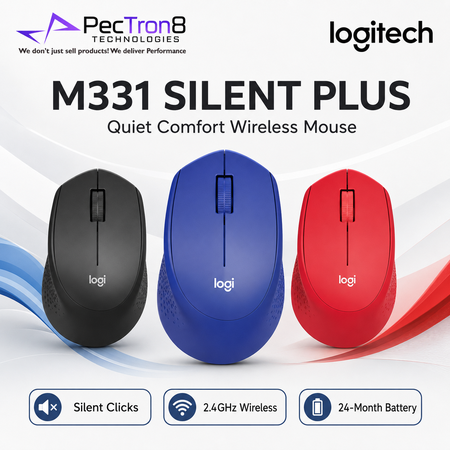 Logitech M331 SILENT PLUS Wireless Mouse – Blue / Black / Red
