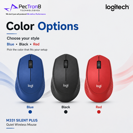 Logitech M331 SILENT PLUS Wireless Mouse – Blue / Black / Red