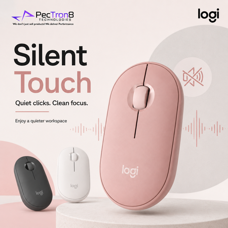 Logitech Pebble Mouse 2 M350s Slim Silent Bluetooth Wireless Mouse – Tonal Rose / Graphite / White