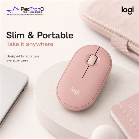 Logitech Pebble Mouse 2 M350s Slim Silent Bluetooth Wireless Mouse – Tonal Rose / Graphite / White