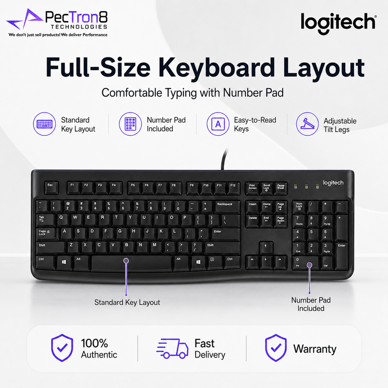 Logitech MK120 Corded Keyboard and Mouse Combo USB Plug & Play