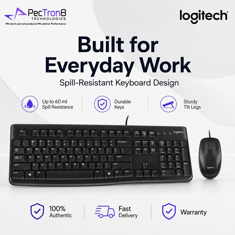Logitech MK120 Corded Keyboard and Mouse Combo USB Plug & Play