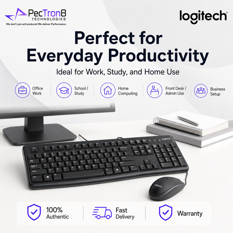 Logitech MK120 Corded Keyboard and Mouse Combo USB Plug & Play