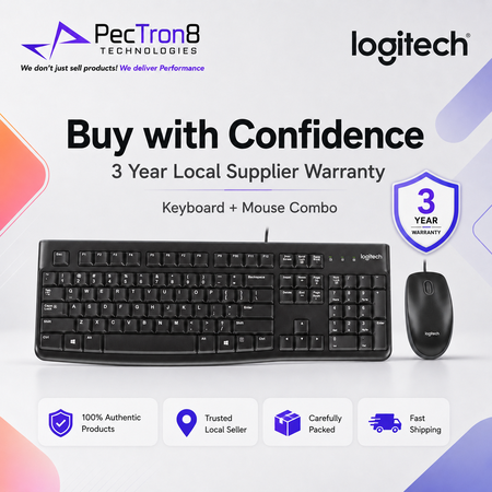 Logitech MK120 Corded Keyboard and Mouse Combo USB Plug & Play