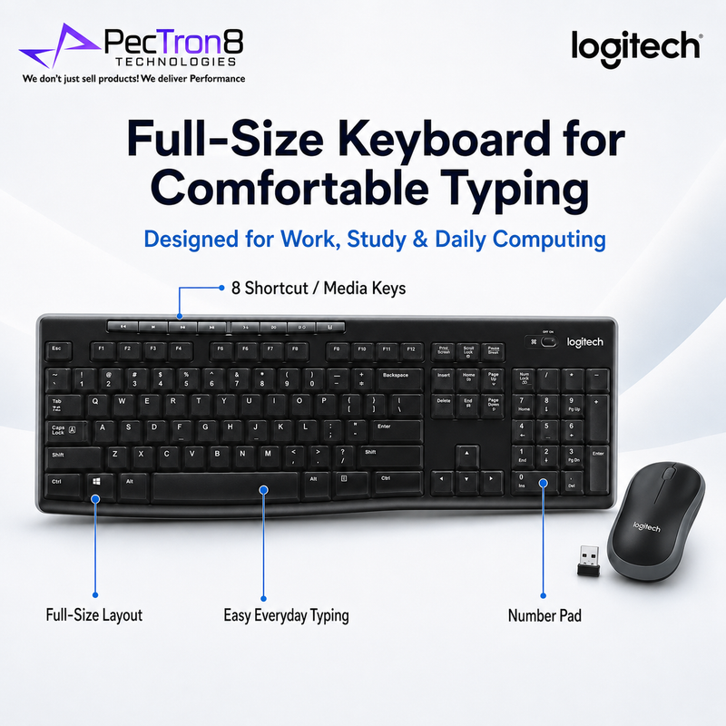 Logitech MK270r 2.4GHz Wireless Keyboard and Mouse Combo, Plug & Play, Full-Size Layout