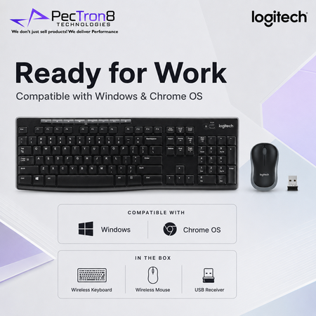 Logitech MK270r 2.4GHz Wireless Keyboard and Mouse Combo, Plug & Play, Full-Size Layout