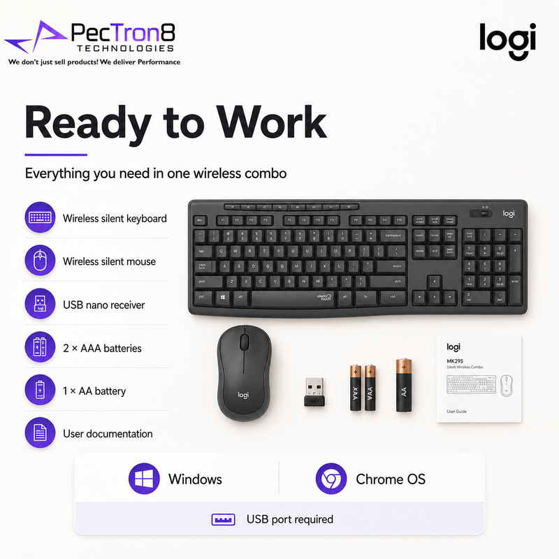 Logitech MK295 SilentTouch Wireless Keyboard Mouse Combo