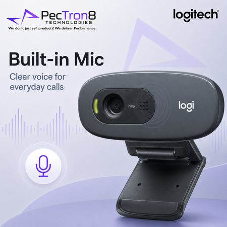 Logitech C270 USB Webcam Dark Grey with Auto Light Correction