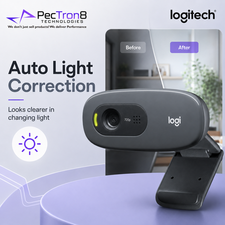 Logitech C270 USB Webcam Dark Grey with Auto Light Correction