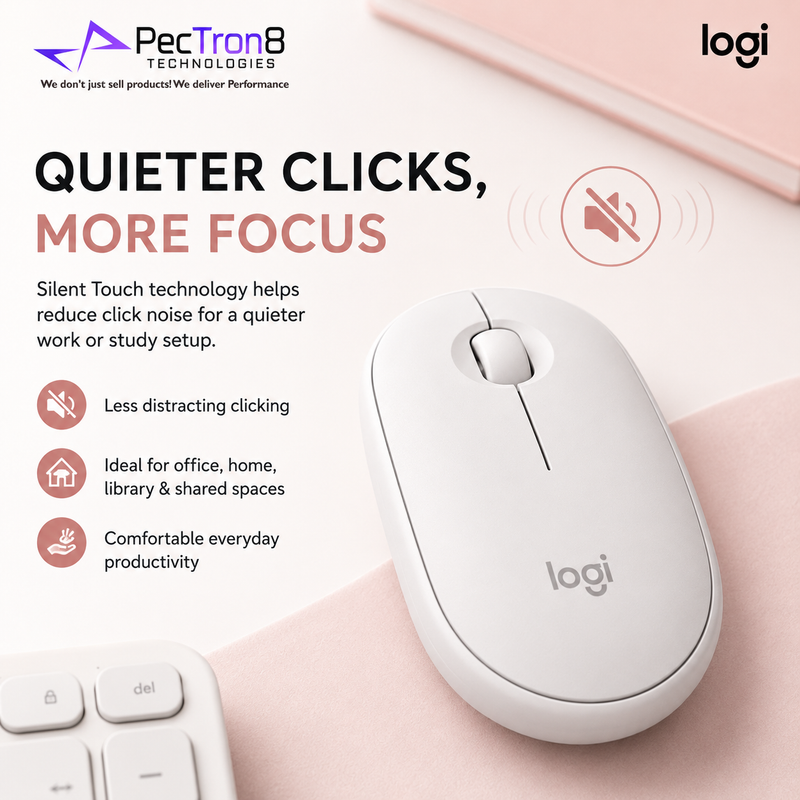 Logitech Pebble Mouse 2 M350s Slim Silent Bluetooth Wireless Mouse – Tonal Rose / Graphite / White
