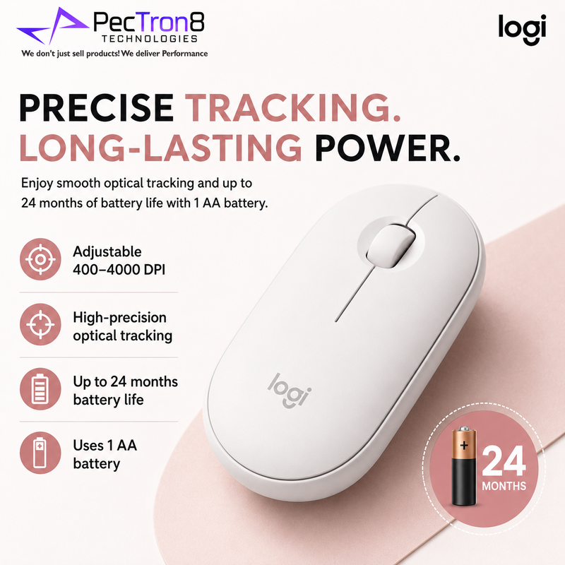 Logitech Pebble Mouse 2 M350s Slim Silent Bluetooth Wireless Mouse – Tonal Rose / Graphite / White