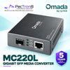 TP-Link MC220L Omada Gigabit RJ45 to SFP Media Converter – 10/100/1000 Mbps, MiniGBIC SFP Slot, Plug & Play