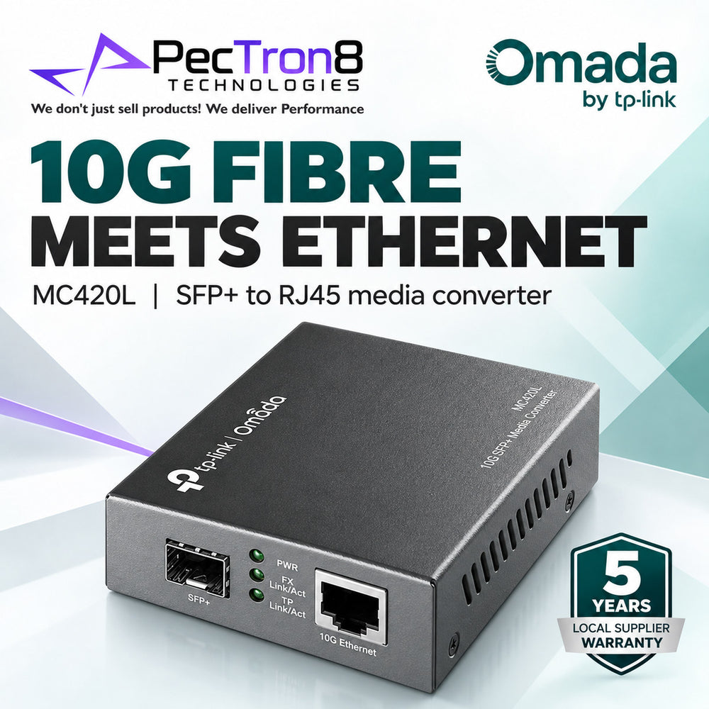 TP-Link Omada MC420L 10G Multi-Gigabit RJ45 to 10G SFP+ Media Converter – Supports 10G MiniGBIC Modules