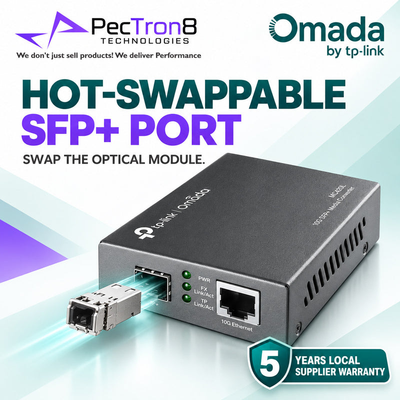 TP-Link Omada MC420L 10G Multi-Gigabit RJ45 to 10G SFP+ Media Converter – Supports 10G MiniGBIC Modules