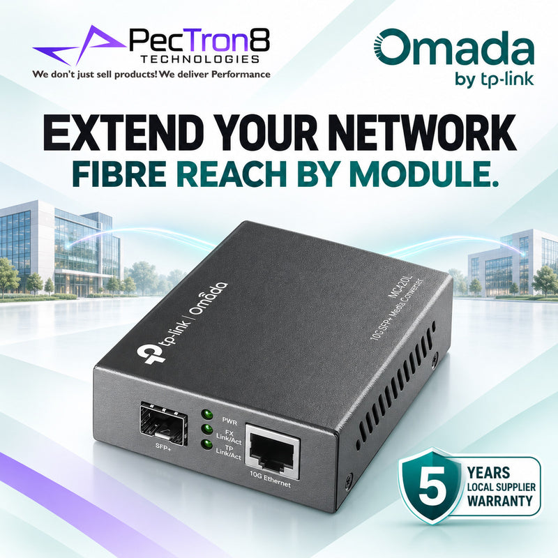 TP-Link Omada MC420L 10G Multi-Gigabit RJ45 to 10G SFP+ Media Converter – Supports 10G MiniGBIC Modules