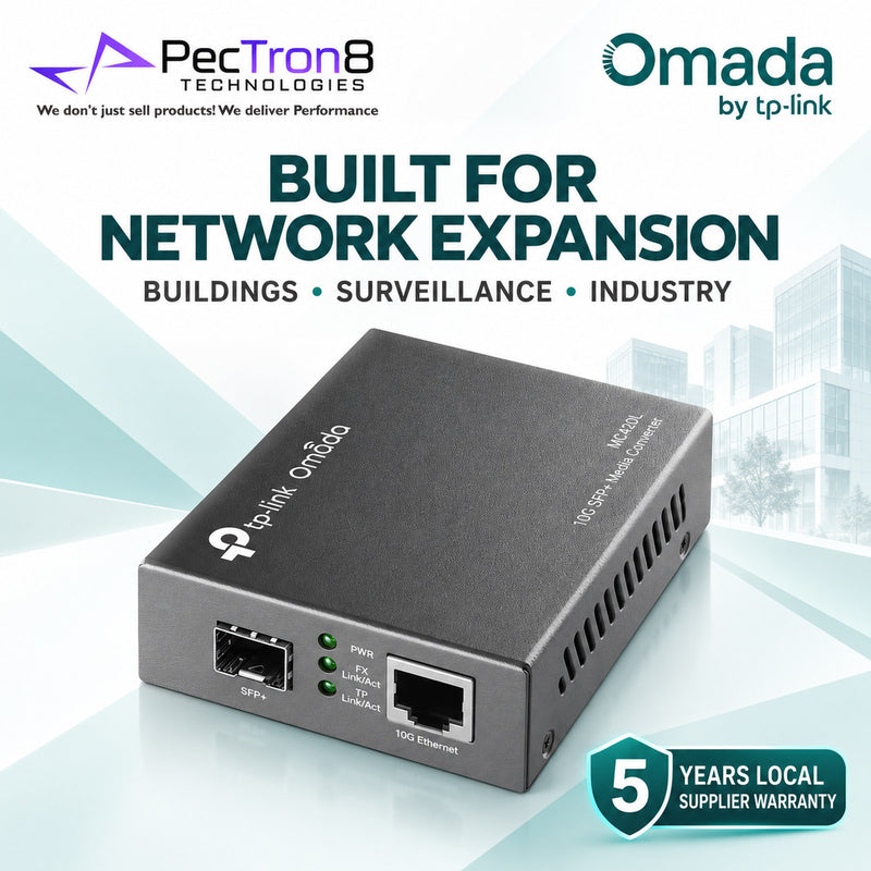 TP-Link Omada MC420L 10G Multi-Gigabit RJ45 to 10G SFP+ Media Converter – Supports 10G MiniGBIC Modules