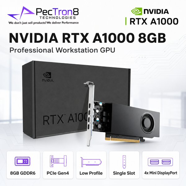 NVIDIA RTX A1000 8GB GDDR6 PCIe Gen4 x8 Workstation Graphics Card