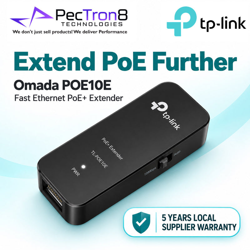 TP-Link Omada POE10E Fast Ethernet PoE+ Extender – IEEE 802.3af/at, 100 m PoE Extension, Plug & Play