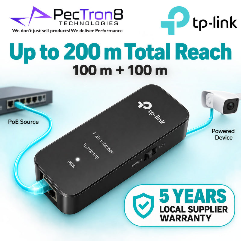 TP-Link Omada POE10E Fast Ethernet PoE+ Extender – IEEE 802.3af/at, 100 m PoE Extension, Plug & Play